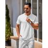 imageCOOFANDY Mens Henley Shirts Cotton Short Sleeve Casual TShirt Button Henley Basic Tee Lightweight Summer TopAll White