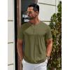 imageCOOFANDY Mens Henley Shirts Cotton Short Sleeve Casual TShirt Button Henley Basic Tee Lightweight Summer TopArmy Green