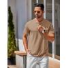 imageCOOFANDY Mens Henley Shirts Cotton Short Sleeve Casual TShirt Button Henley Basic Tee Lightweight Summer TopKhaki