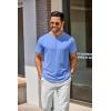 imageCOOFANDY Mens Henley Shirts Cotton Short Sleeve Casual TShirt Button Henley Basic Tee Lightweight Summer TopLight Blue