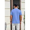 imageCOOFANDY Mens Henley Shirts Cotton Short Sleeve Casual TShirt Button Henley Basic Tee Lightweight Summer TopLight Blue