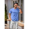 imageCOOFANDY Mens Henley Shirts Cotton Short Sleeve Casual TShirt Button Henley Basic Tee Lightweight Summer TopLight Blue