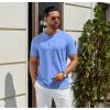 imageCOOFANDY Mens Henley Shirts Cotton Short Sleeve Casual TShirt Button Henley Basic Tee Lightweight Summer TopLight Blue