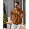 imageCOOFANDY Mens Henley Shirts Cotton Short Sleeve Casual TShirt Button Henley Basic Tee Lightweight Summer TopLight Brown
