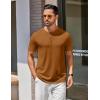 imageCOOFANDY Mens Henley Shirts Cotton Short Sleeve Casual TShirt Button Henley Basic Tee Lightweight Summer TopLight Brown
