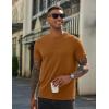 imageCOOFANDY Mens Henley Shirts Cotton Short Sleeve Casual TShirt Button Henley Basic Tee Lightweight Summer TopLight Brown