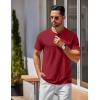 imageCOOFANDY Mens Henley Shirts Cotton Short Sleeve Casual TShirt Button Henley Basic Tee Lightweight Summer TopWine Red