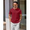 imageCOOFANDY Mens Henley Shirts Cotton Short Sleeve Casual TShirt Button Henley Basic Tee Lightweight Summer TopWine Red
