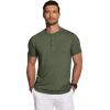 imageCOOFANDY Mens Henley Shirts Short Sleeve Casual Basic Tee Summer Button Henley Soild T ShirtsArmy Green