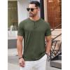 imageCOOFANDY Mens Henley Shirts Short Sleeve Casual Basic Tee Summer Button Henley Soild T ShirtsArmy Green