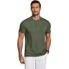 imageCOOFANDY Mens Henley Shirts Short Sleeve Casual Basic Tee Summer Button Henley Soild T ShirtsArmy Green