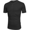 imageCOOFANDY Mens Henley Shirts Short Sleeve Casual Basic Tee Summer Button Henley Soild T ShirtsBlack