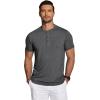 imageCOOFANDY Mens Henley Shirts Short Sleeve Casual Basic Tee Summer Button Henley Soild T ShirtsDark Grey
