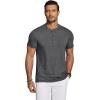 imageCOOFANDY Mens Henley Shirts Short Sleeve Casual Basic Tee Summer Button Henley Soild T ShirtsDark Grey