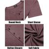 imageCOOFANDY Mens Henley Shirts Short Sleeve Casual Basic Tee Summer Button Henley Soild T ShirtsDark Red