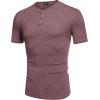 imageCOOFANDY Mens Henley Shirts Short Sleeve Casual Basic Tee Summer Button Henley Soild T ShirtsDark Red
