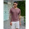 imageCOOFANDY Mens Henley Shirts Short Sleeve Casual Basic Tee Summer Button Henley Soild T ShirtsDark Red