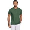 imageCOOFANDY Mens Henley Shirts Short Sleeve Casual Basic Tee Summer Button Henley Soild T ShirtsGreen