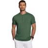 imageCOOFANDY Mens Henley Shirts Short Sleeve Casual Basic Tee Summer Button Henley Soild T ShirtsGreen