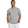 imageCOOFANDY Mens Henley Shirts Short Sleeve Casual Basic Tee Summer Button Henley Soild T ShirtsGrey