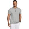 imageCOOFANDY Mens Henley Shirts Short Sleeve Casual Basic Tee Summer Button Henley Soild T ShirtsGrey