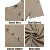 imageCOOFANDY Mens Henley Shirts Short Sleeve Casual Basic Tee Summer Button Henley Soild T ShirtsKhaki