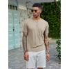 imageCOOFANDY Mens Henley Shirts Short Sleeve Casual Basic Tee Summer Button Henley Soild T ShirtsKhaki