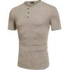 imageCOOFANDY Mens Henley Shirts Short Sleeve Casual Basic Tee Summer Button Henley Soild T ShirtsKhaki