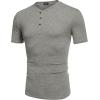 imageCOOFANDY Mens Henley Shirts Short Sleeve Casual Basic Tee Summer Button Henley Soild T ShirtsLight Grey