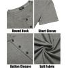 imageCOOFANDY Mens Henley Shirts Short Sleeve Casual Basic Tee Summer Button Henley Soild T ShirtsLight Grey