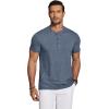 imageCOOFANDY Mens Henley Shirts Short Sleeve Casual Basic Tee Summer Button Henley Soild T ShirtsNavy Blue