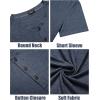imageCOOFANDY Mens Henley Shirts Short Sleeve Casual Basic Tee Summer Button Henley Soild T ShirtsNavy Blue