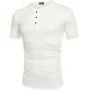 imageCOOFANDY Mens Henley Shirts Short Sleeve Casual Basic Tee Summer Button Henley Soild T ShirtsWhite