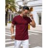 imageCOOFANDY Mens Henley Shirts Short Sleeve Casual Button Down Shirts Lightweight Summer Basic TeeWine Red