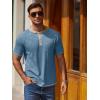 imageCOOFANDY Mens Henley Shirts Short Sleeve Casual Button TShirts Basic Tee Shirts Summer Vintage T Shirts with PocketDark Blue