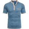imageCOOFANDY Mens Henley Shirts Short Sleeve Casual Button TShirts Basic Tee Shirts Summer Vintage T Shirts with PocketDark Blue