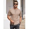 imageCOOFANDY Mens Henley Shirts Short Sleeve Casual Button TShirts Basic Tee Shirts Summer Vintage T Shirts with PocketKhaki