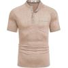 imageCOOFANDY Mens Henley Shirts Short Sleeve Casual Button TShirts Basic Tee Shirts Summer Vintage T Shirts with PocketKhaki
