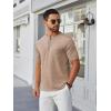 imageCOOFANDY Mens Henley Shirts Short Sleeve Casual Button TShirts Basic Tee Shirts Summer Vintage T Shirts with PocketKhaki