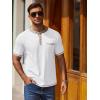 imageCOOFANDY Mens Henley Shirts Short Sleeve Casual Button TShirts Basic Tee Shirts Summer Vintage T Shirts with PocketWhite