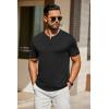 imageCOOFANDY Mens Henley Shirts Short Sleeve Casual Summer Basic T Shirt Soild Button Tee TopAblack
