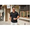 imageCOOFANDY Mens Henley Shirts Short Sleeve Casual Summer Basic T Shirt Soild Button Tee TopAblack
