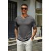 imageCOOFANDY Mens Henley Shirts Short Sleeve Casual Summer Basic T Shirt Soild Button Tee TopAdark Grey