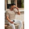 imageCOOFANDY Mens Henley Shirts Short Sleeve Casual Summer Basic T Shirt Soild Button Tee TopAkhaki