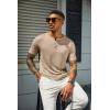 imageCOOFANDY Mens Henley Shirts Short Sleeve Casual Summer Basic T Shirt Soild Button Tee TopAkhaki