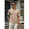 imageCOOFANDY Mens Henley Shirts Short Sleeve Casual Summer Basic T Shirt Soild Button Tee TopAkhaki