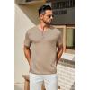 imageCOOFANDY Mens Henley Shirts Short Sleeve Casual Summer Basic T Shirt Soild Button Tee TopAkhaki