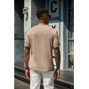 imageCOOFANDY Mens Henley Shirts Short Sleeve Casual Summer Basic T Shirt Soild Button Tee TopAkhaki