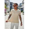 imageCOOFANDY Mens Henley Shirts Short Sleeve Casual Summer Basic T Shirt Soild Button Tee TopAlight Khaki