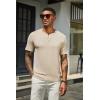 imageCOOFANDY Mens Henley Shirts Short Sleeve Casual Summer Basic T Shirt Soild Button Tee TopAlight Khaki